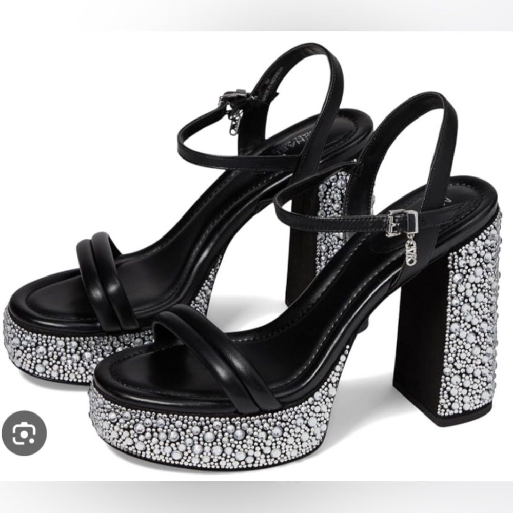 MK Embellished Leather Platform Heels